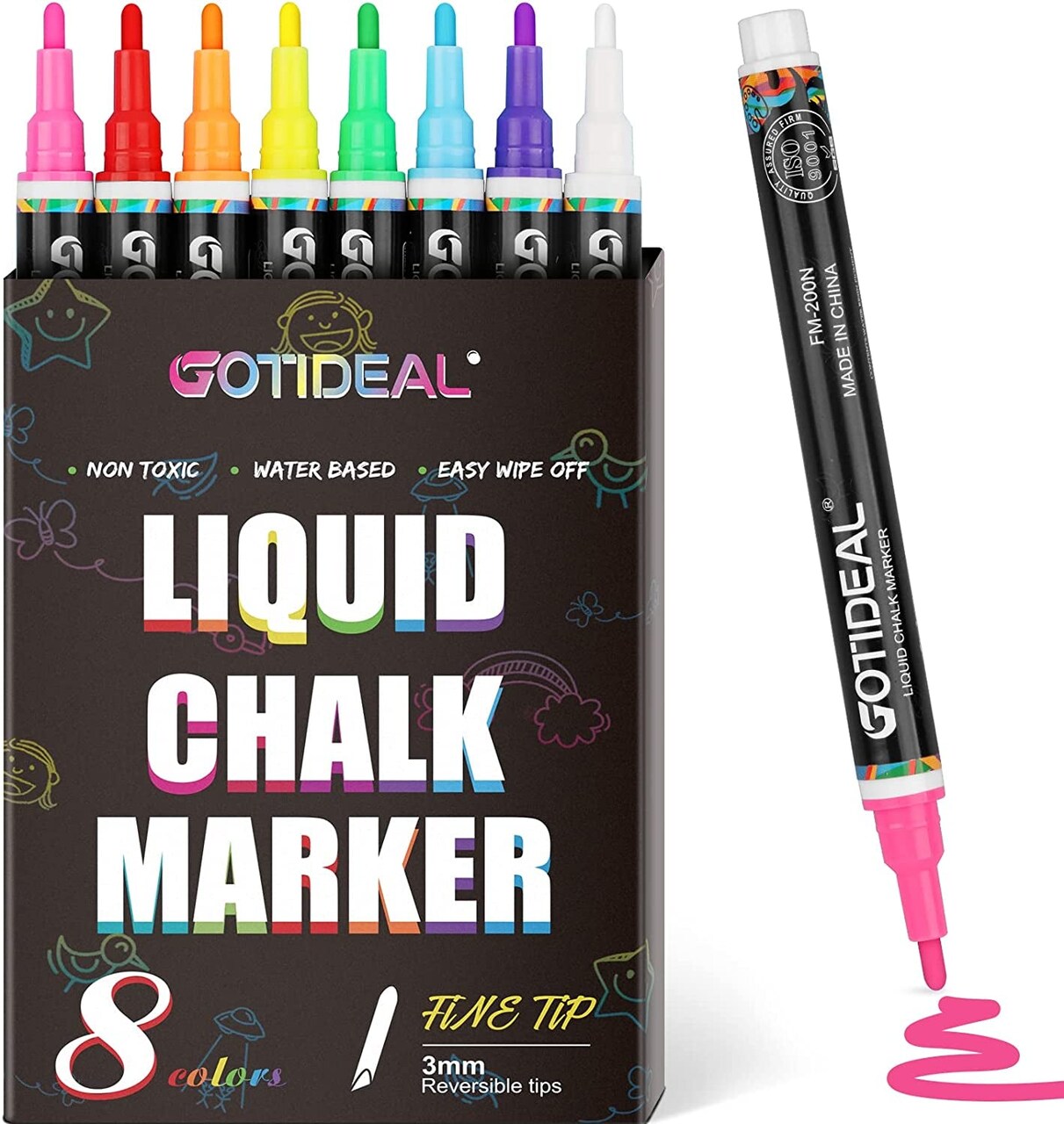 Liquid Chalk Markers, Fine Tip 8 Colors Washable Window Chalkboard